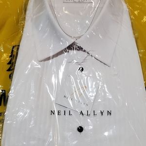 NWT Men's size 3XL - 34/35 white dress shirt pleated front by Neil Allyn